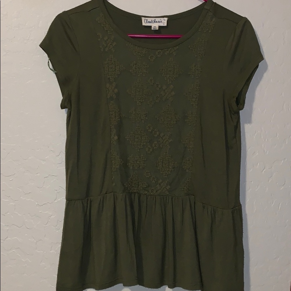 💫 5/$20 Ruffle Bottom Green Top